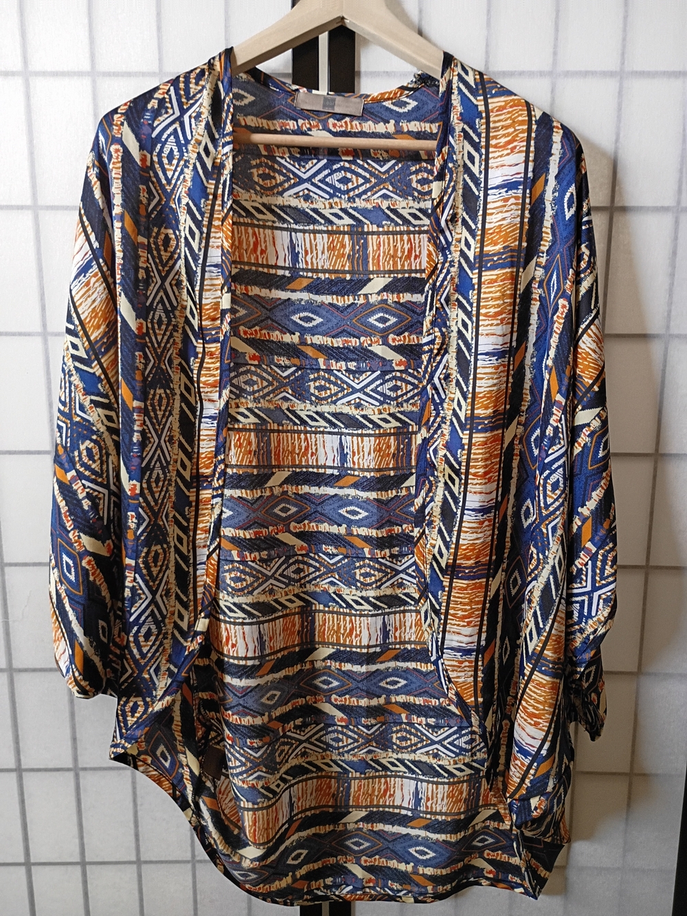 LOOK - Boho Geometric / Aztec Print Open Front Kimono